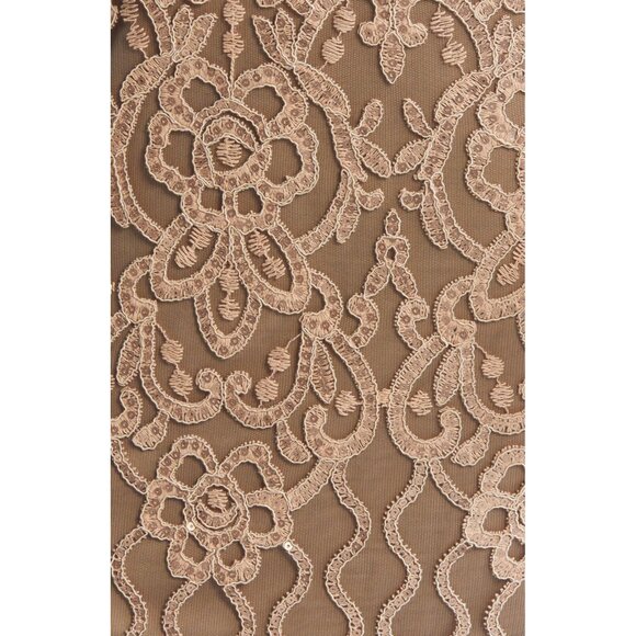 NWT TADASHI SHOJI Miranda in Sand Petal Sequin Embroidered Tulle Sheath Dress 2 - Picture 12 of 13